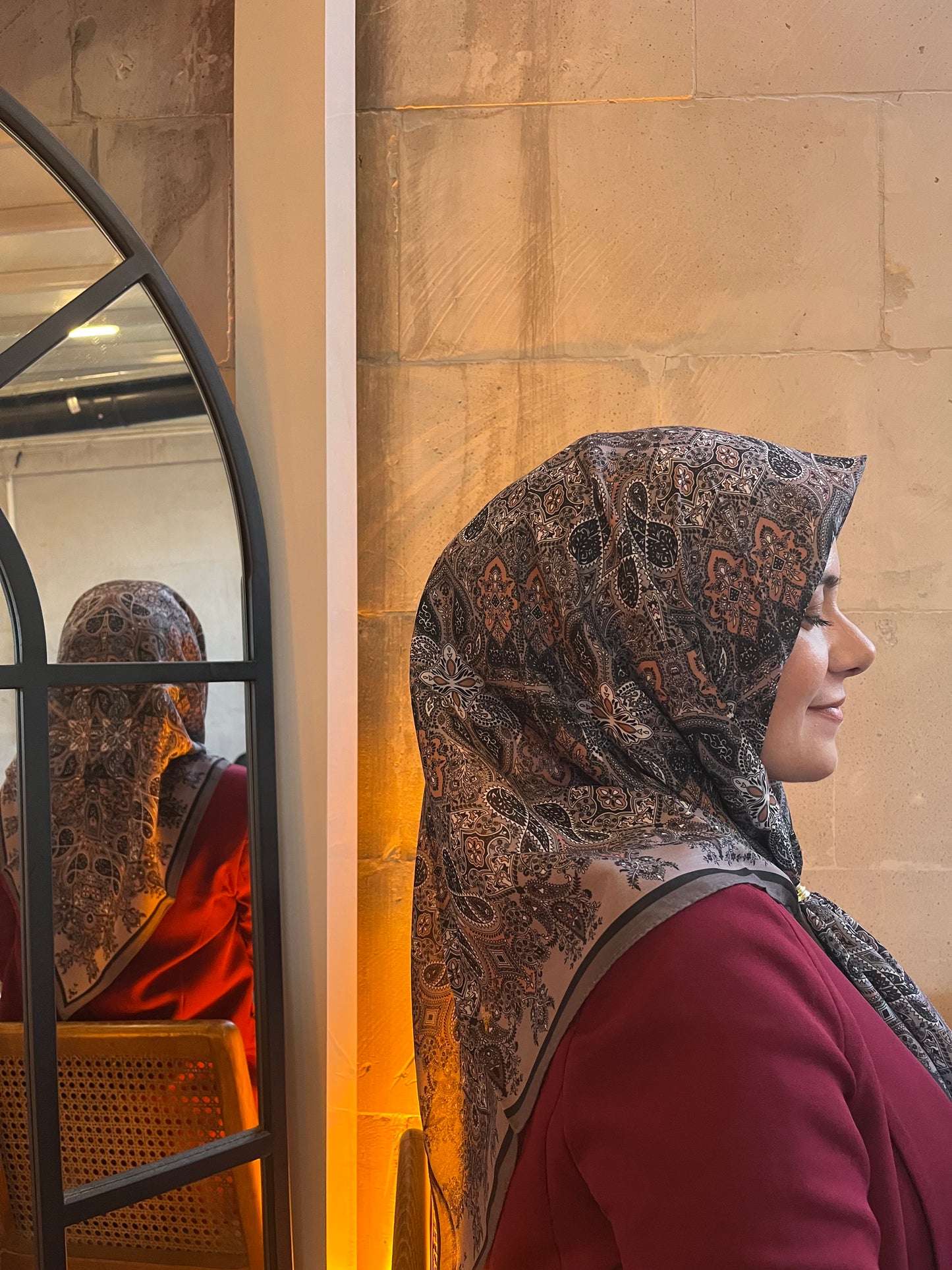 Maviipek etnik desen soft eşarp